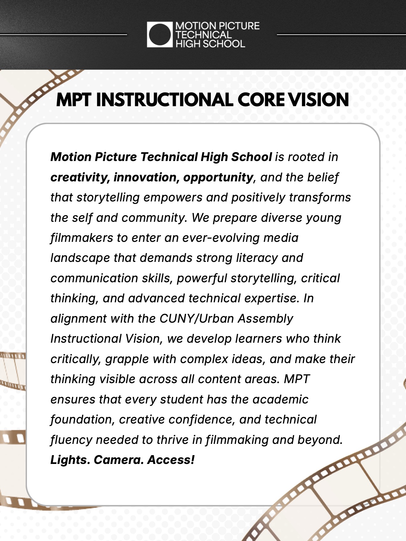 Mission & Vision – Motion Picture Technical High School